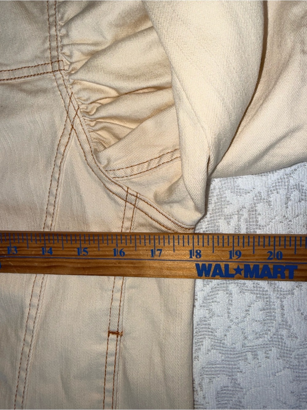 Ulla Johnson Cream Cosette Denim Jacket Puff Sleeve Contrast Stitch Size S - Picture 11 of 15